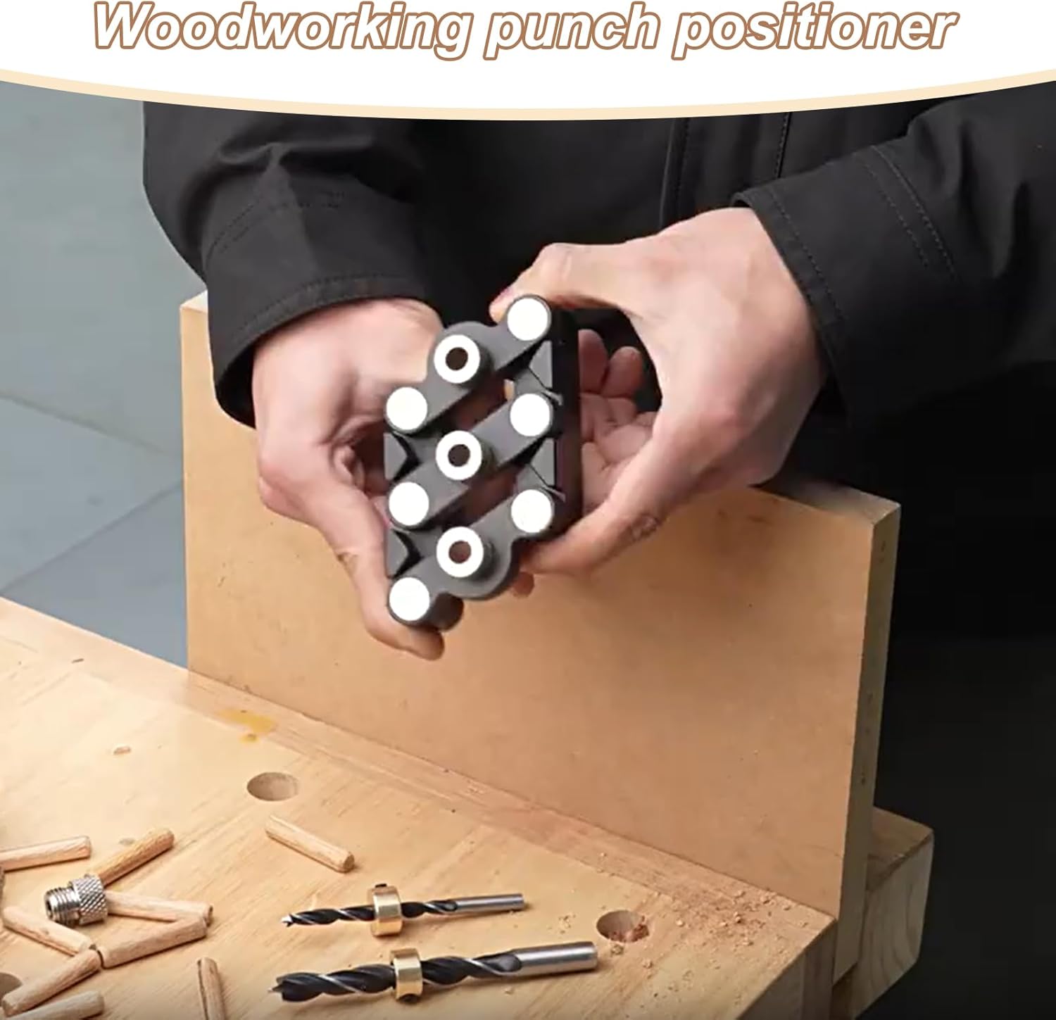 Drill Guide for Straight Holes,Self-Centering Woodworking Dowel Jig Kit | Precise Hole Punch Locator, Portable Woodwork Tool for Frame Building