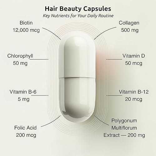 Miniatura 2 de REROOT Cápsulas de belleza capilar  Biotina 12,000 mcg, colágeno, queratina, MSM, bambú  para cabello, piel y uñas  60 cápsulas veganas