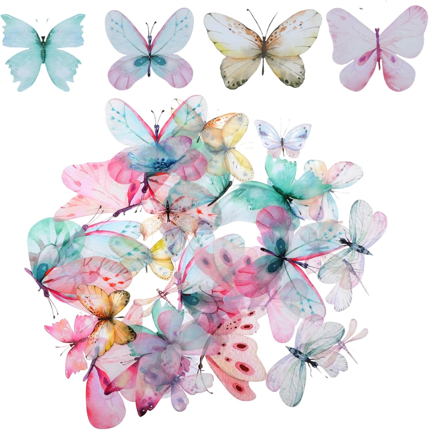 Butterfly Stickers, Realistic Transparent Butterfly Dragonfly Insects PET Sticker, Colorful Waterproof Stickers for Water Bottle, Nature Scrapbook Supplies Planners Laptops Paper Crafts (40PCS)