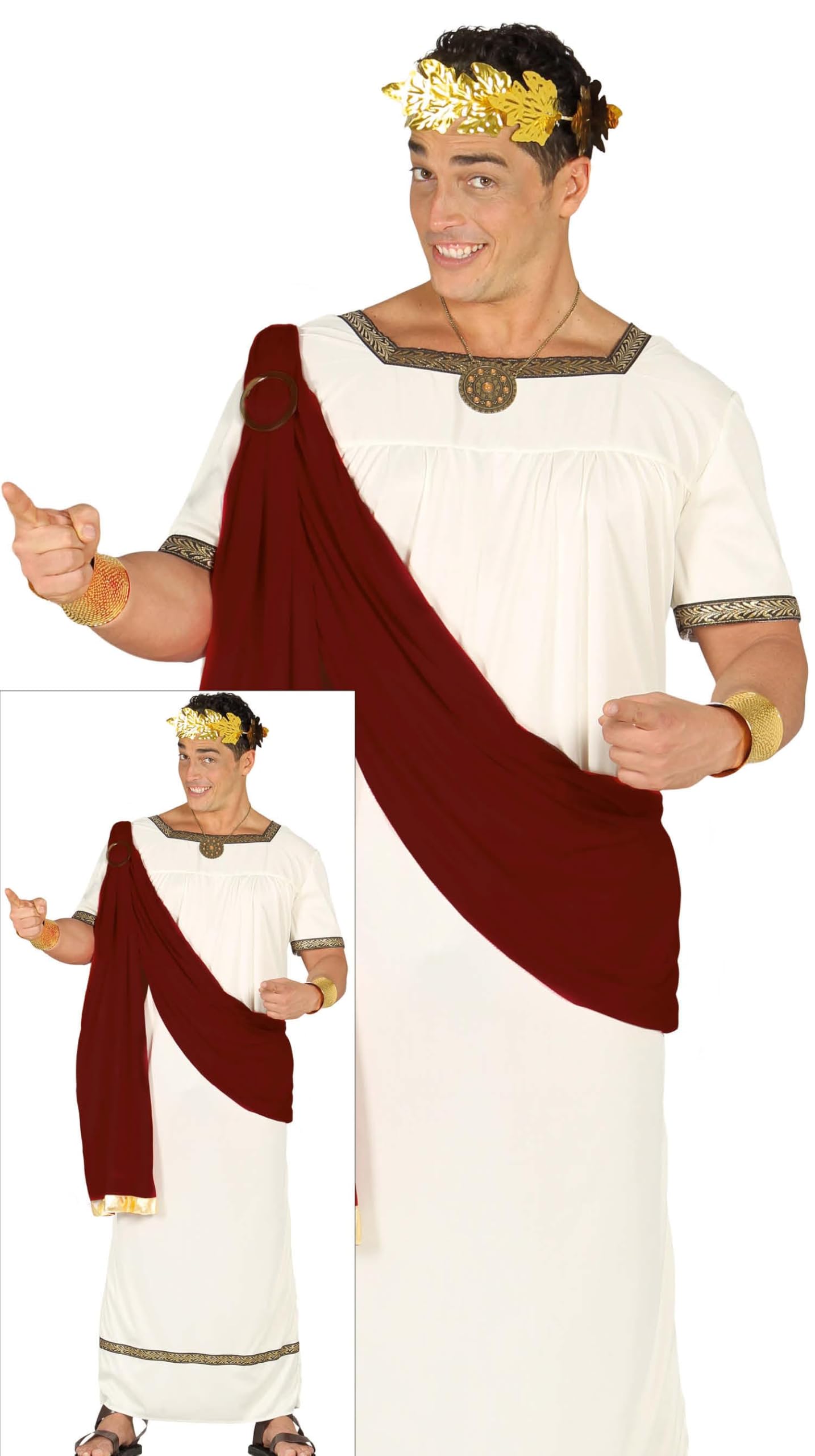 FIESTAS GUIRCA | Disfraz de Romano y Augusto - Capa y Túnica para Fiestas de Romanos y Griegos - Disfraces Históricos para Carnaval, Halloween y Eventos Temáticos - Adulto y Adolescente