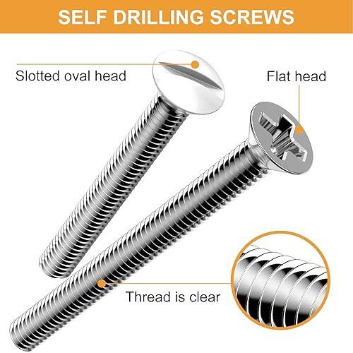 Miniatura 4 de VIGRUE Tornillos de salida extralargos 145 Uds. Tornillos de salida eléctricos largos Tornillos de pared Tornillos de máquina blancos Tornillos de