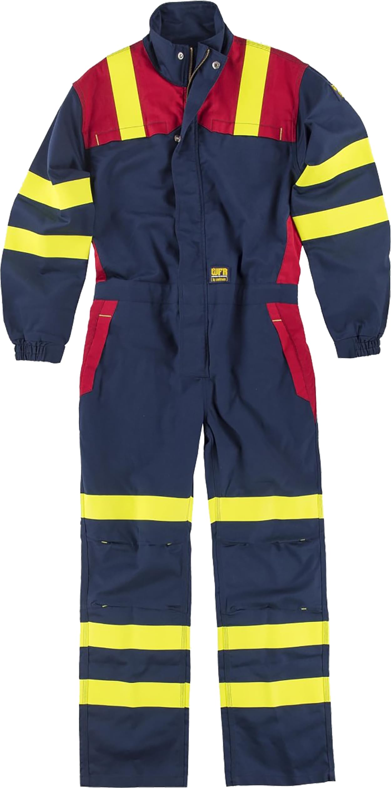 WORKTEAM C5099 Buzo o Mono Ignífugo Combinado, Antiestático con protección para Soldadura y Arco Eléctrico, Visibilidad Realzada, Cintas Fluorescentes Amarillas y Triple Costura. Unisex
