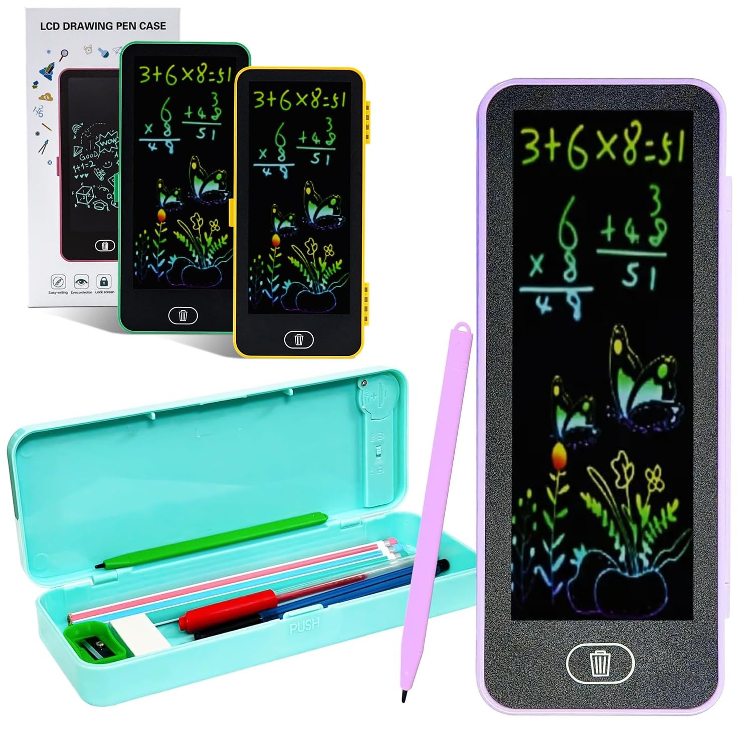 Goyal's LCD Drawing Pen Case for Kids | 2-in-1 Digital Slate & Stationery Box | Eye Protection Screen, One-Key Erase, Lock Button | Educational & Creative LED Drawing Pencil Box for Boys & Girls-image-11
