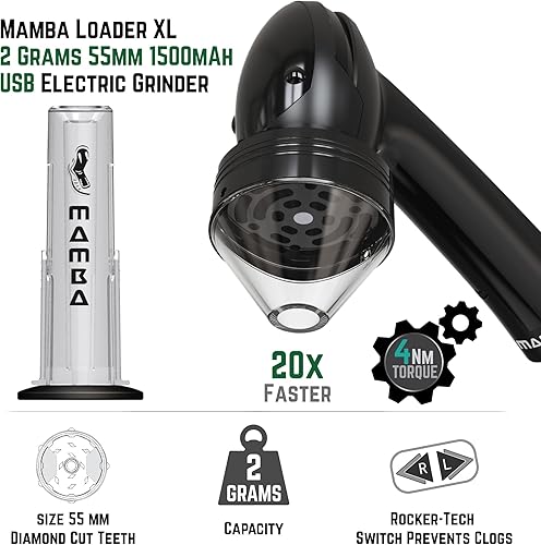 Miniatura 2 de Mamba Molinillo eléctrico de especias para la cocina. Molinillo recargable USB fácil de usar, 0.07 oz, color negro Negro y Negro