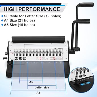 Iron Ring A4 Paper Binder Tool Punch 15 Sheets/Bind 130 Sheets Modern Commercial Binding Machine 34-Hole Office Supplies