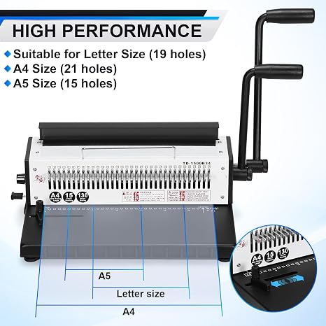 Iron Ring A4 Paper Binder Tool Punch 15 Sheets/Bind 130 Sheets Modern Commercial Binding Machine 34-Hole Office Supplies