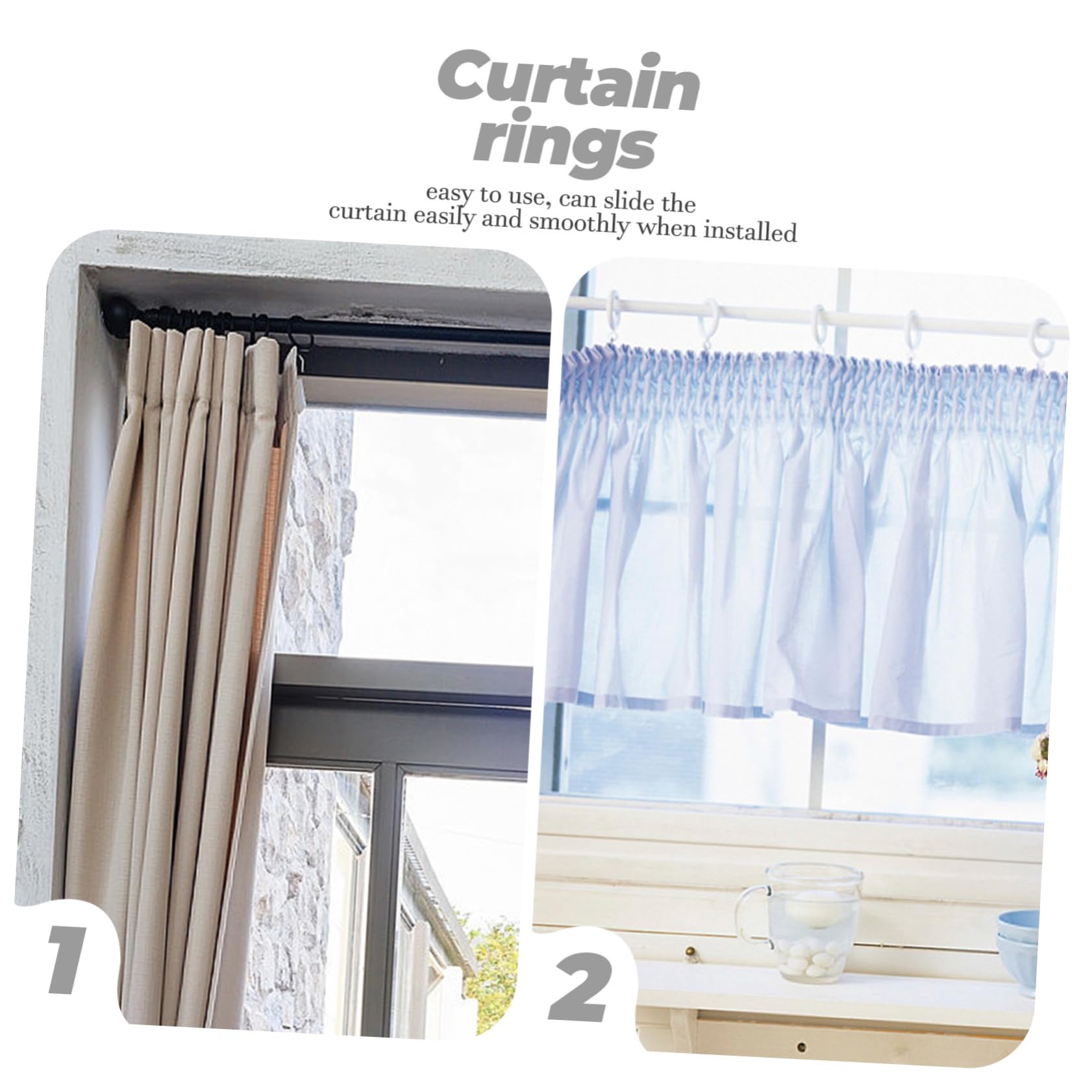 Anneaux à Œillets de Fixation 190 Pièces, PP Blanc, pour Tringle