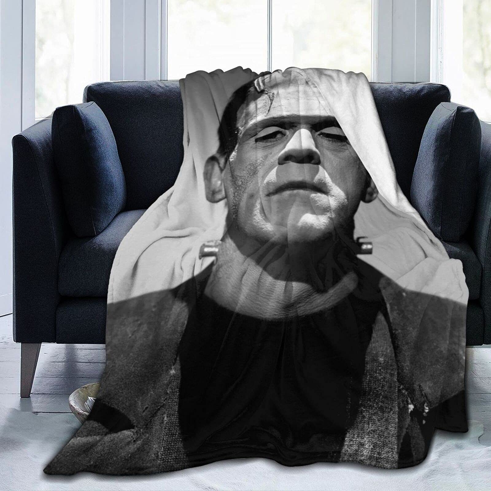 YINGD Frankenstein Blanket Throw Blankets Ultra Soft Flannel Lightweight Throws for Couch, Bed, Plush Fuzzy Flannel Microfiber Warm Thermal Blanket All Seasons Use