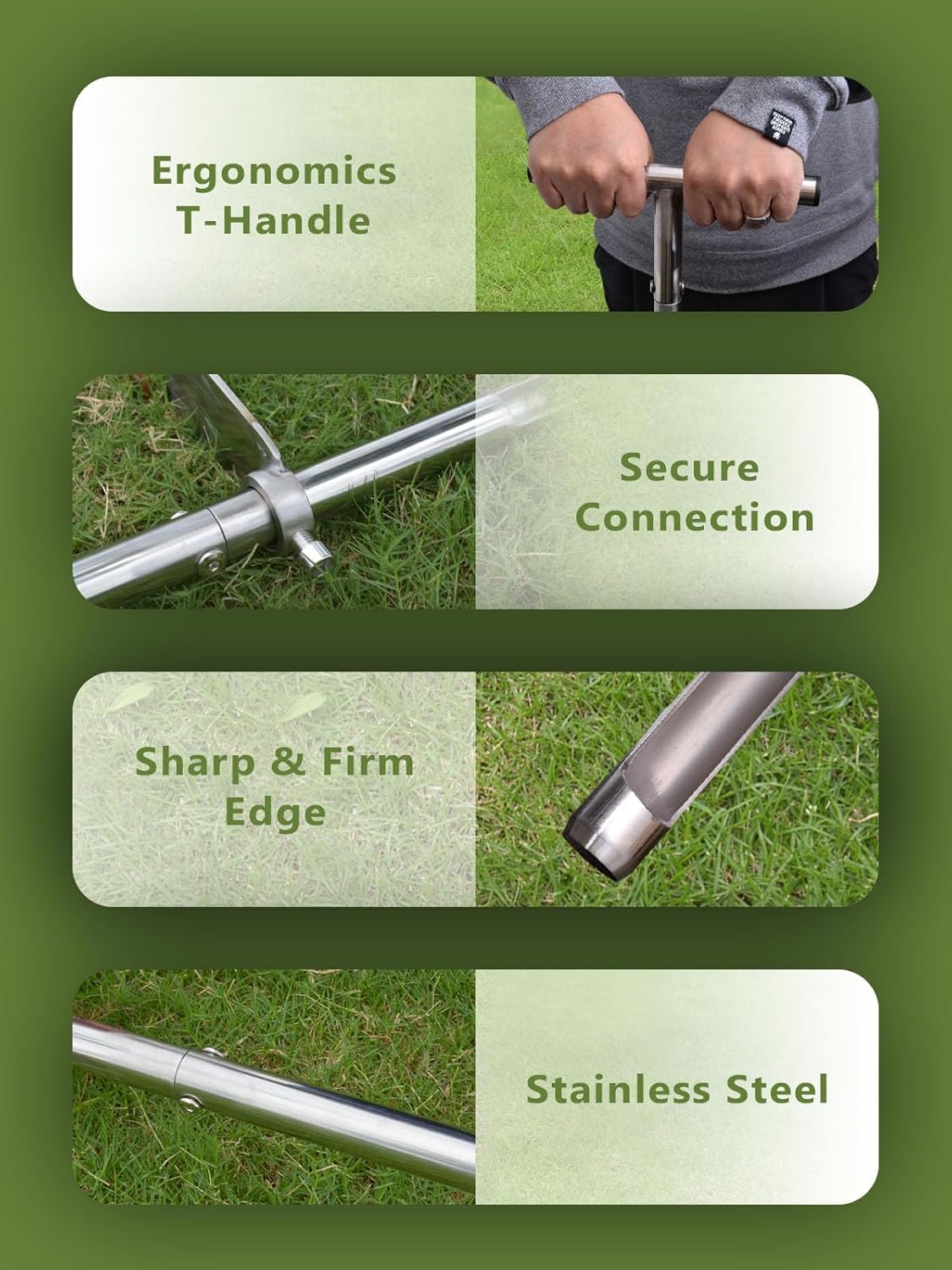 Soil Probe 36in with Pedal, T-Handle Soil Sample Probe Rod Stainless Steel, Soil Sampler Probes for Soil Sampling, Soil Test Kit for Gardening