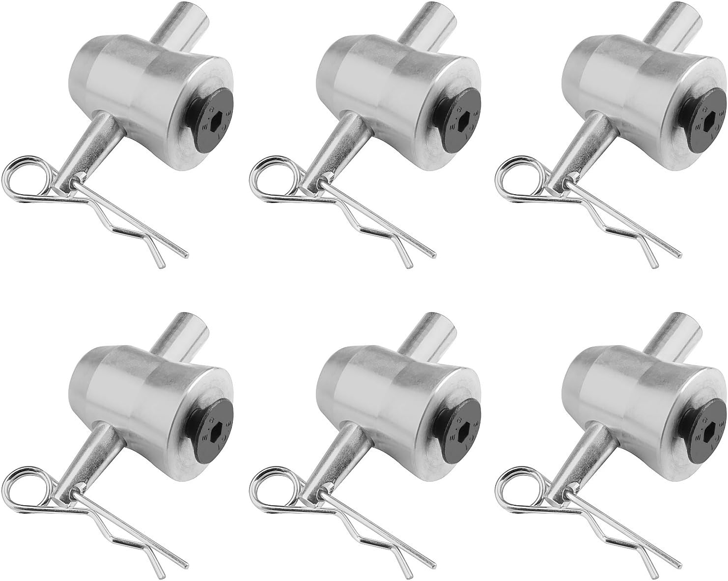 6 Pack Aluminum Half Conical Coupler with Clips Pins for Stage Truss Bed Plate Fit F34 F33