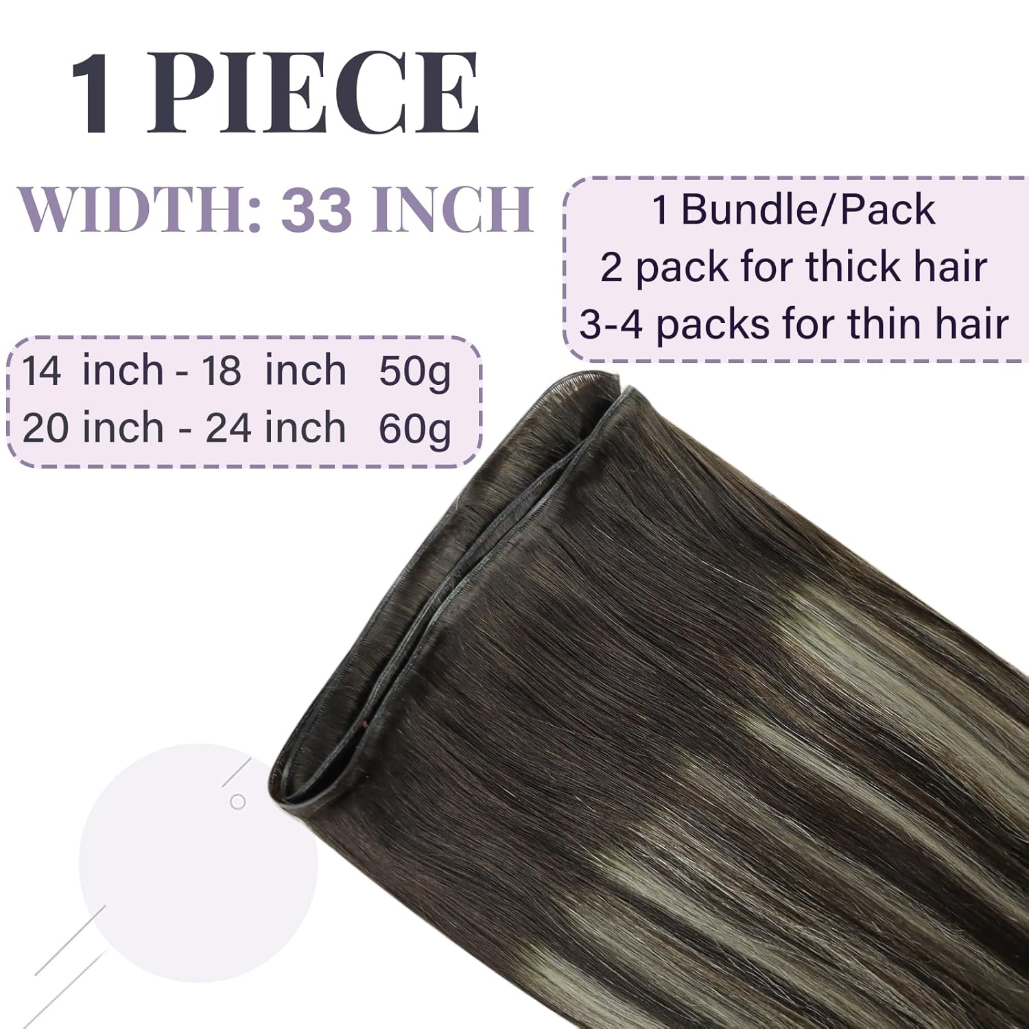 Fshine Genius Weft Human Hair Extensions Balayage Dark Brown to Blonde Sew in Hair Extensions Real Human Hair Balayage Remy Hair Clip in Extensions Brown Balayage 18inch 50g