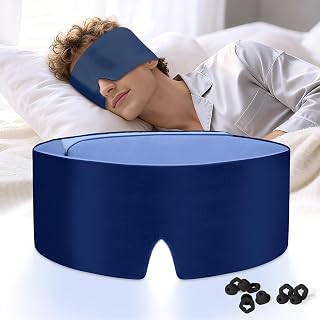 Eye Mask for Deep Sleep: Dual-Sided 100% Blackout & Adjustable Pressure Sleep Mask - Cotton Soft & Silk-Finish Blindfold for Travel Nap Meditation (Blue)