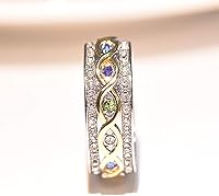 Vista 2 de Anillo de plata de ley 925 con zafiro rubí y oro de 18 quilates, anillo de compromiso de eternidad, anillo de compromiso de boda para mujer