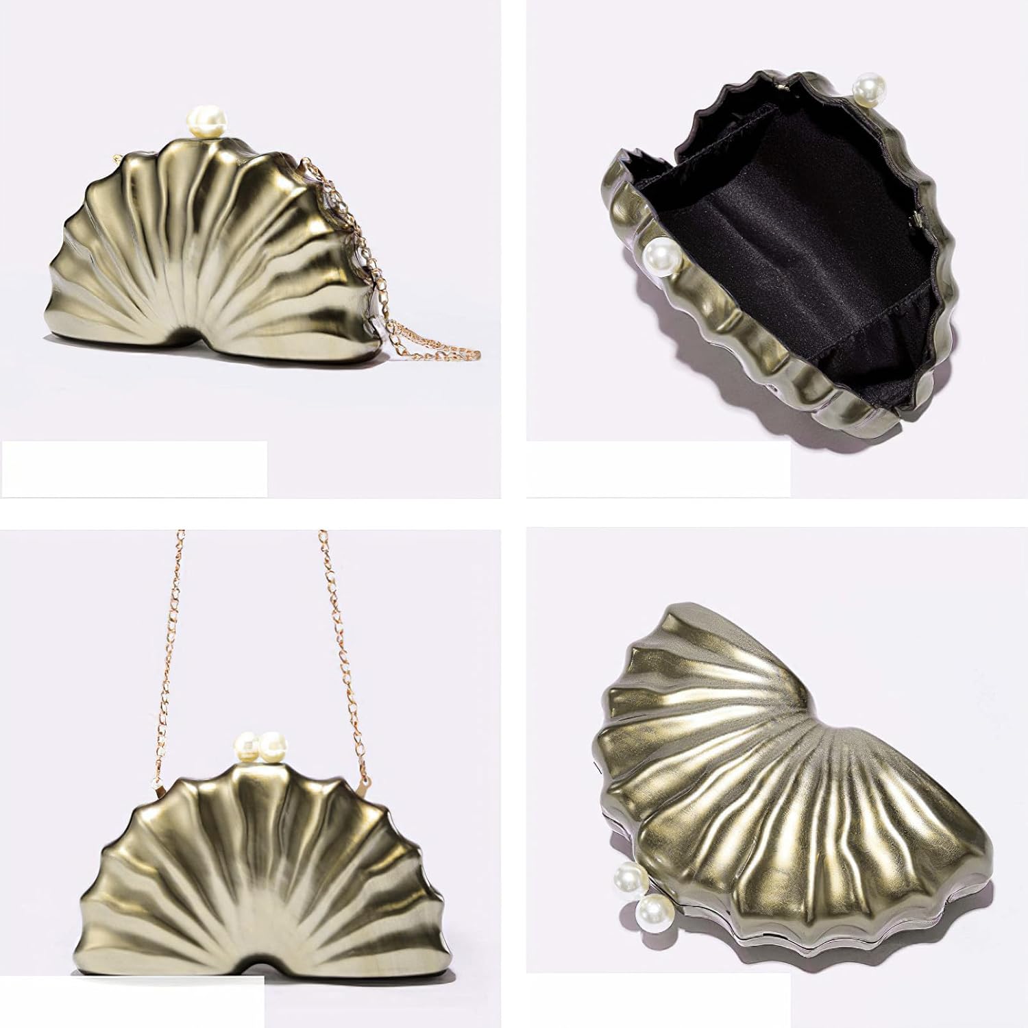 Acrylic Clutch Purse for Women Seashell Evening Handbag with Detachable Chain for Weddings Party Proms Formal