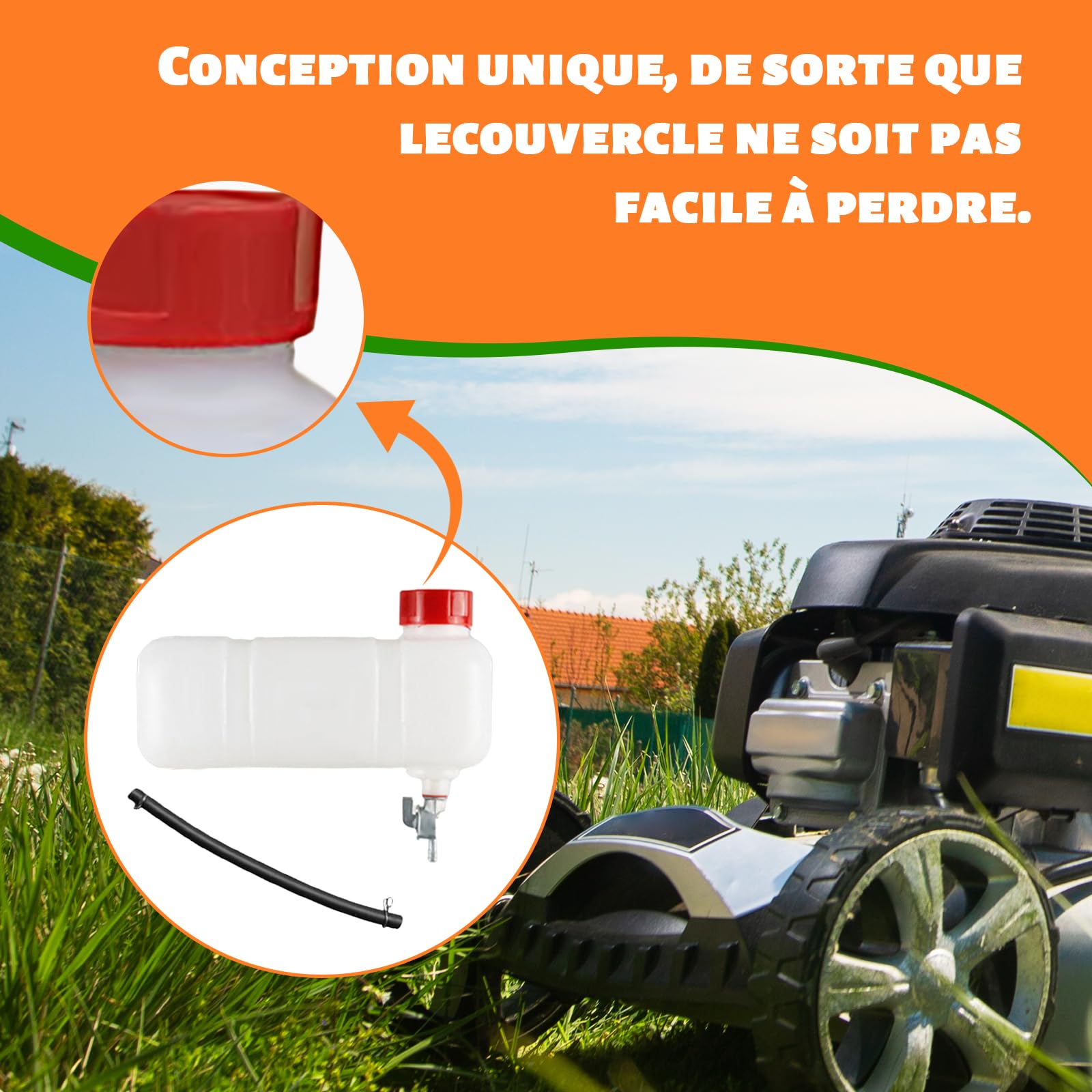 F Fityle Réservoir de Carburant pour Tondeuse, Ensemble de Réservoir de Carburant, Bouteille de Mélange, Pot d'Huile de Moteur à Essence avec Robinet pour 1E40F 1E43F 445F, avec 1 Tuyau d'Huile