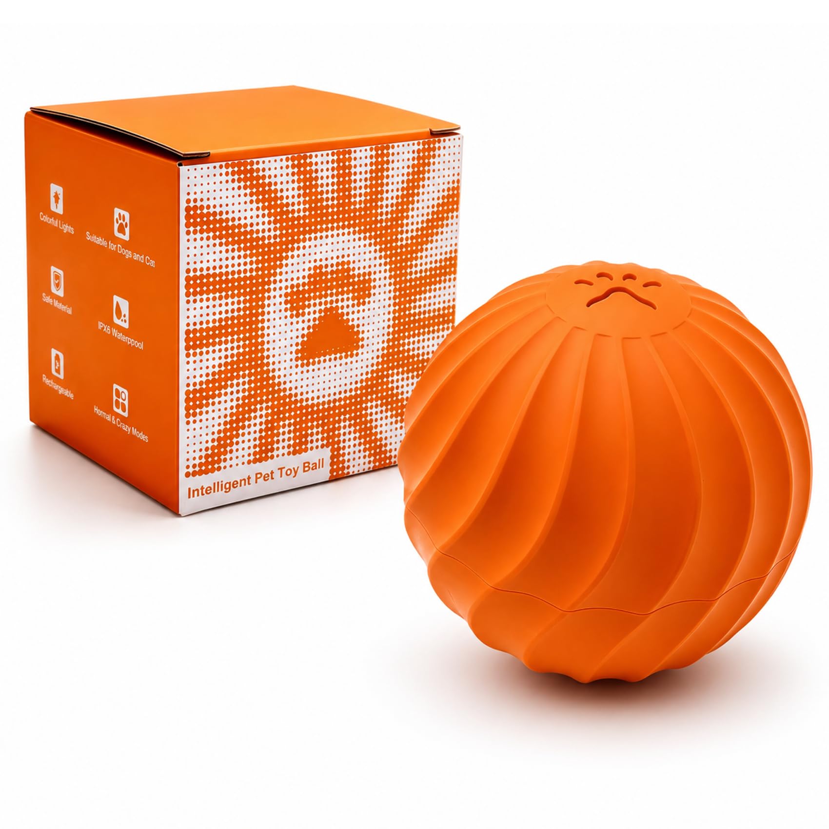 tulilut Smart Interactive Dog Toy Ball, Chew Resistant Pet-Safe Rubber Ball for Dogs & Cats, Automatic Moving Rolling Bouncing Pet Ball, USB-C Rechargeable, 2 Modes, for Small Medium Large Dogs