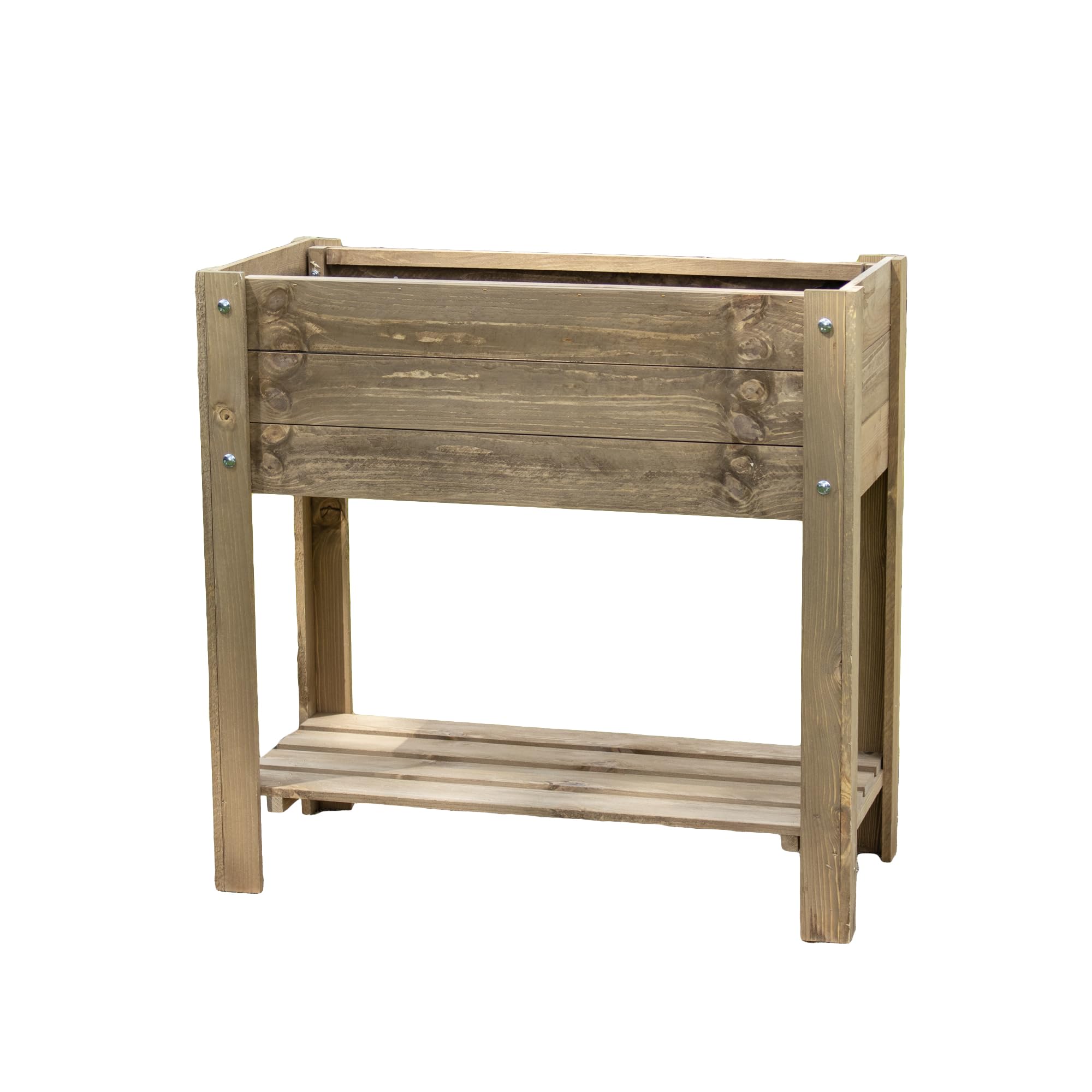 Darthome Brown Wood Raised Flower Bed Garden Planter 78X81x37cm Rustic Rectangular Flower Herb Box