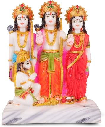 MARBELLA Ram Darbar PolyMarble Statue 9" for Hindu Pooja, Home, Mandir/Temple, Spirituality, Indian Puja, Decoration, Festival, Auspicious Occasion Gift. Multicolor