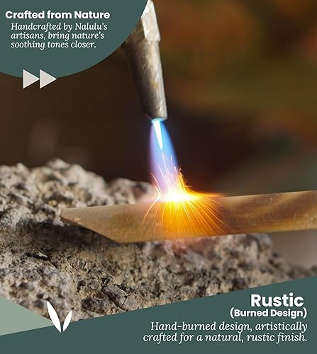 Miniatura 2 de Campanillas de viento rústicas de bambú, campanillas de viento de madera para exteriores, grandes, diseño floral quemado con corona de coco, hechas