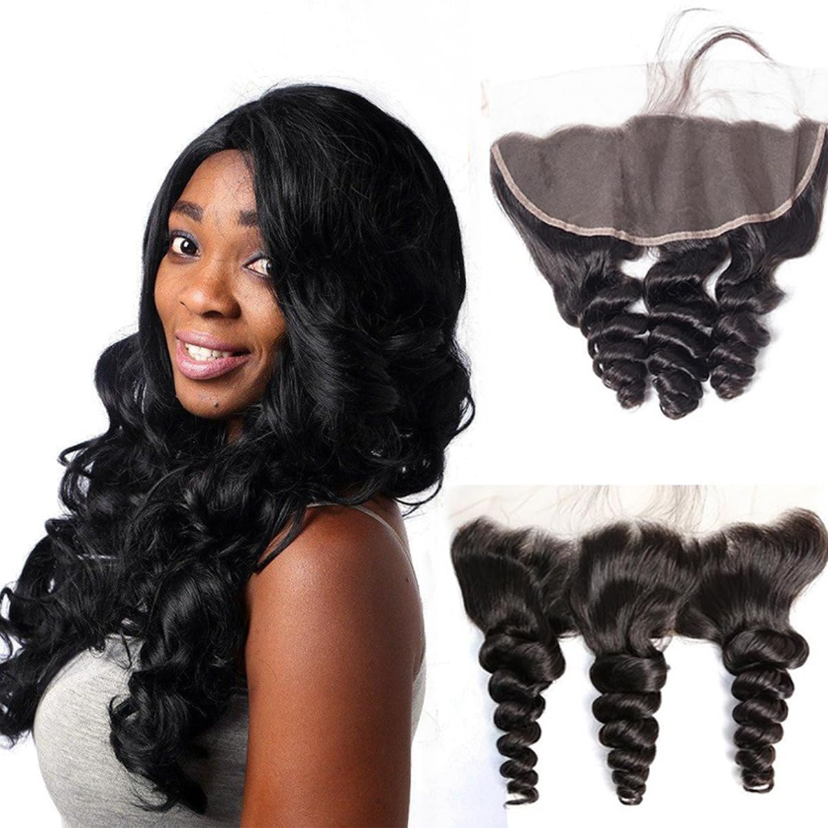 Loose Wave Bundles Human Hair 3 Bundles Unprocessed Remy Hair Weave with Double Strong Machine Weft 300g/Pack (3pcs x 10inch, Natural Black)