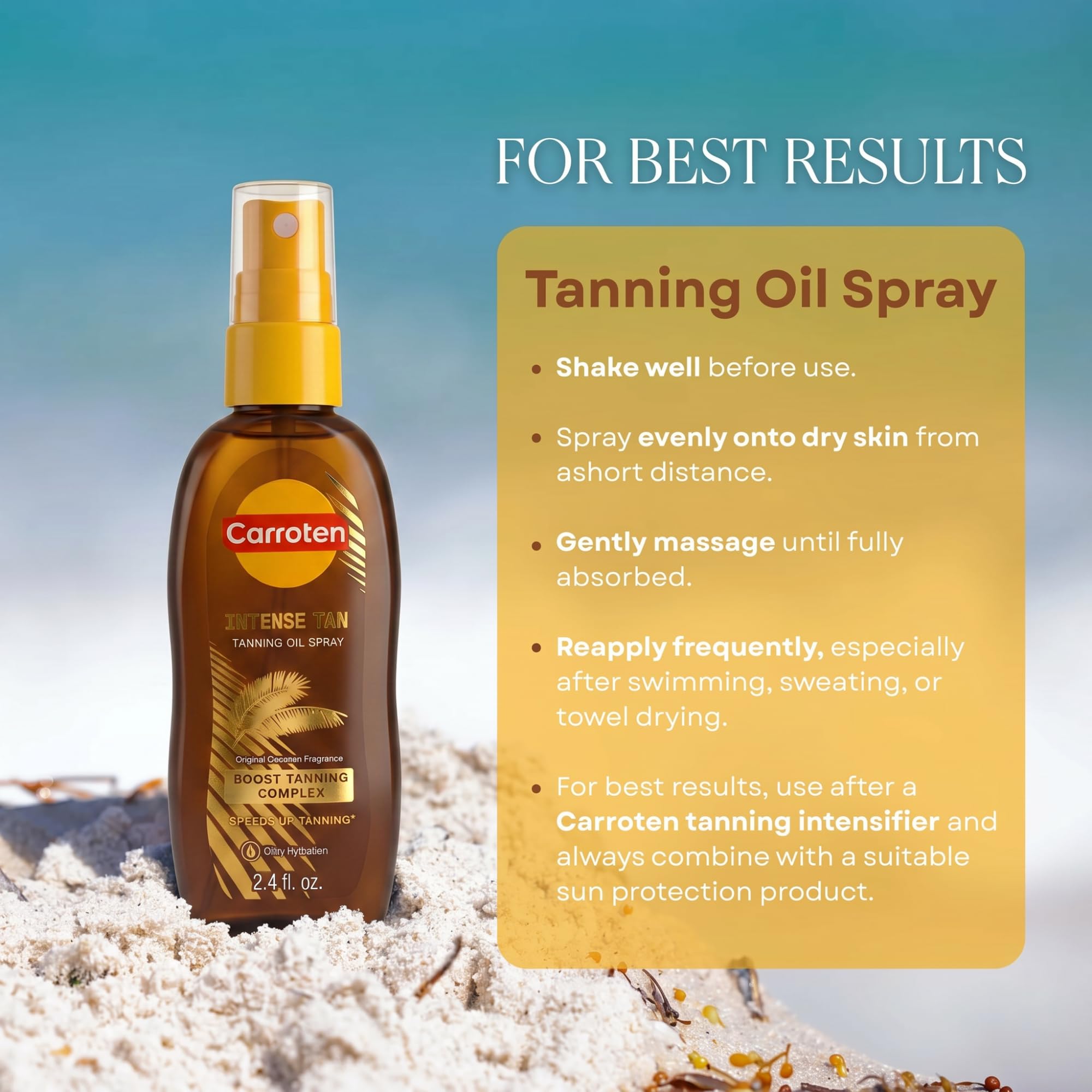 Carroten Intensive Tanning Oil 70 ml - Accelerateur de Bronzage - Huile de Bronzage Intense - Activateur de Bronzage - avec Vitamines A & E - SPF0