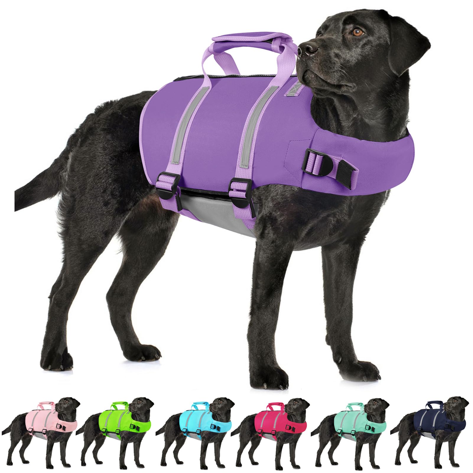 AOFITEE Small Dog Life Jacket, High Buoyancy Dog Life Vest for Swimming, XS Puppy Swimming Vest, Reflective Dogs Swimsuit with Back Zip and Rescue