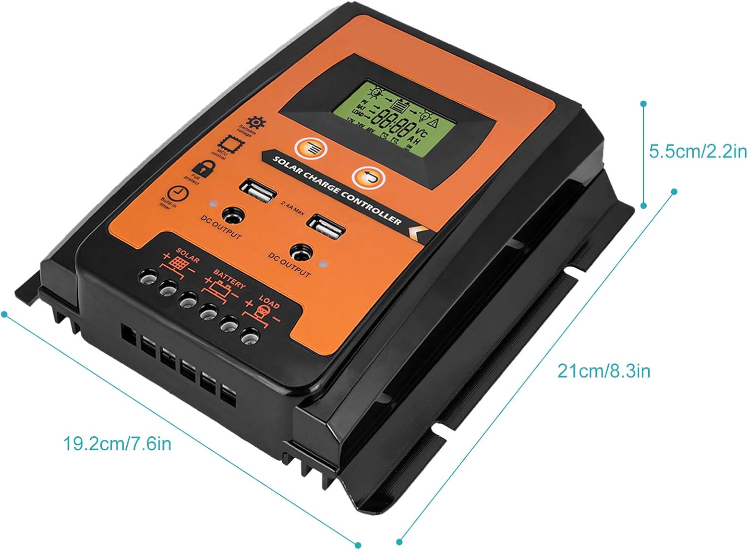 MPPT Solar Controller - 12V/24V 30A/50A/70A Solar Panel Battery Regulator with Dual USB LCD Display