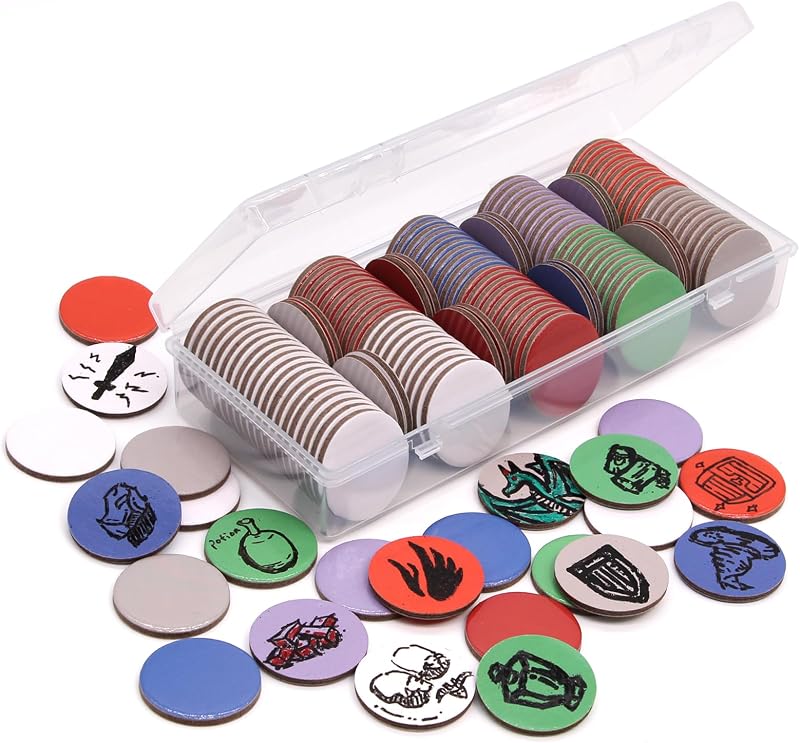 100 Pcs Dry Erase Tokens – Reusable Writable Blank Game Counters, Customizable Discs for DND, MTG, Tabletop RPGs, Board Games & Bingo Accessories