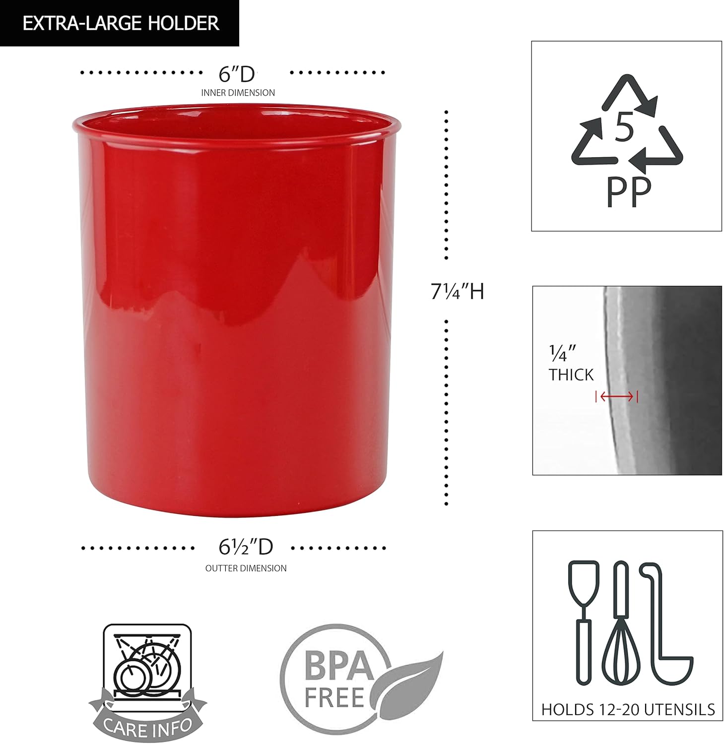 Reston Lloyd Multipurpose Utensil/Crock Holder Organize All Kinds of Utensils & Kitchen Tools, Extra Large, Red : Home & Kitchen