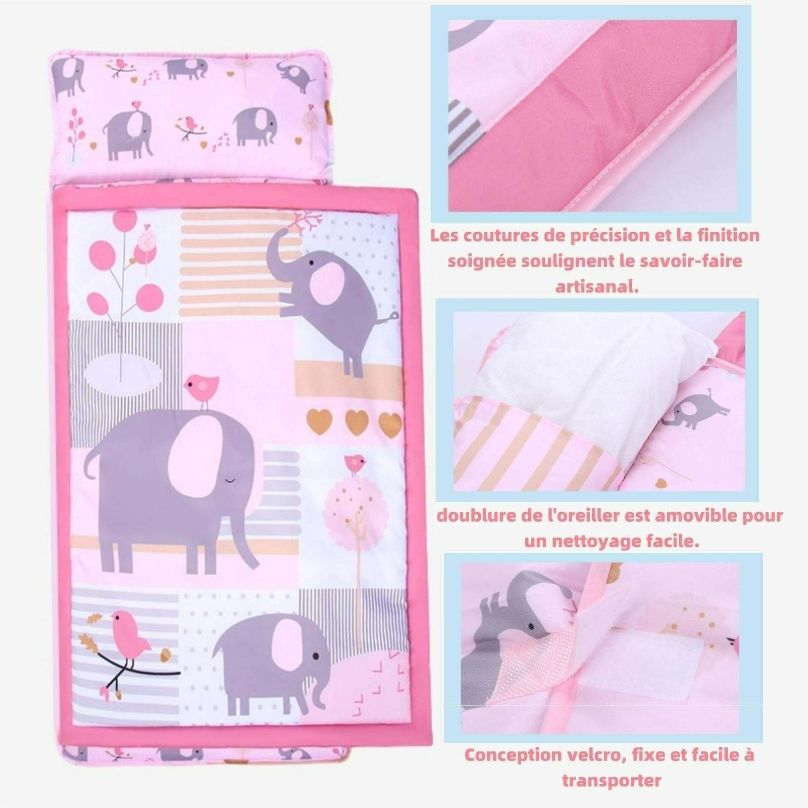Opaco di pisolino, tappetino per dormire comfort include cuscino e coperta, borsa per dormire per bambini disegni disegnati carini portatili per asilo nido, prescolare, casa, v