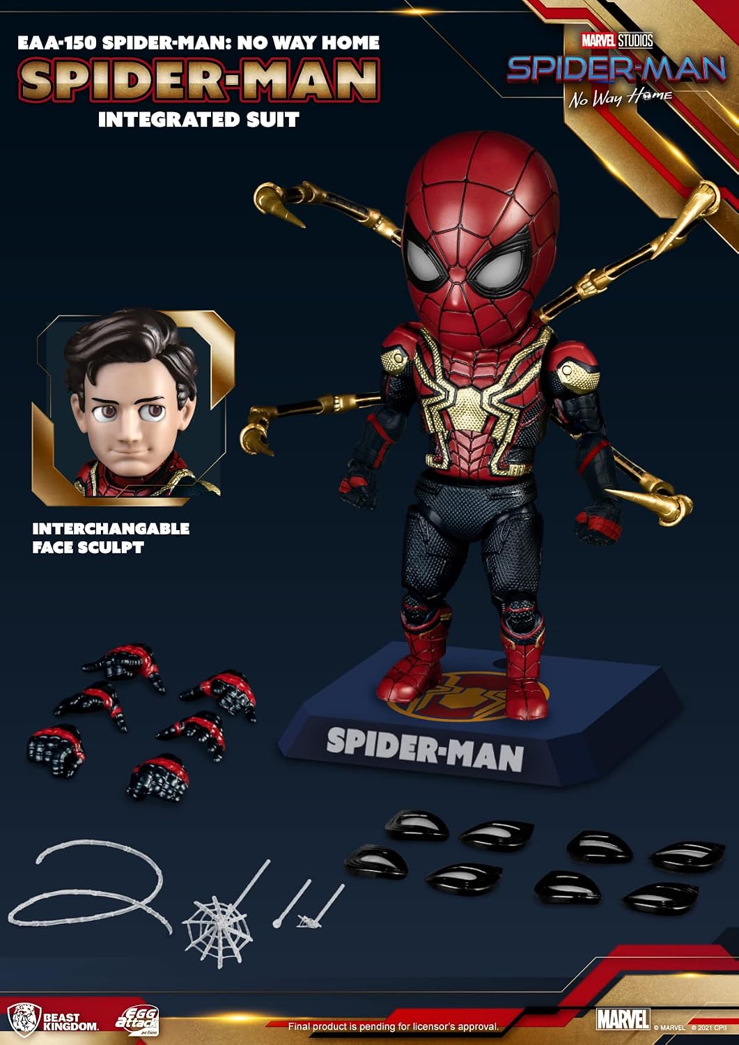 Beast Kingdom Spider-Man: No Way Home: Spider-Man Integrated Suit Egg Attack Action Figure, Multicolor