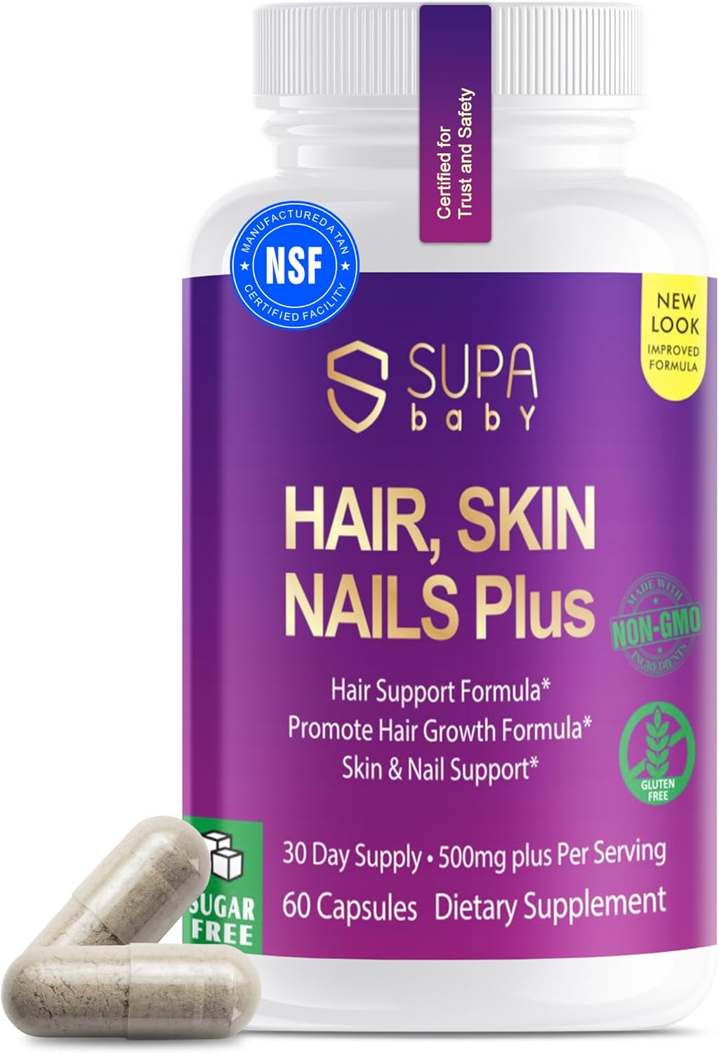 Hair Skin and Nails Vitamins – High Potency Biotin 5000mcg, Collagen & Antioxidants – Supports Hair Growth, Glowing Skin & Strong Nails – Non-GMO, Gluten-Free, Sugar Free
