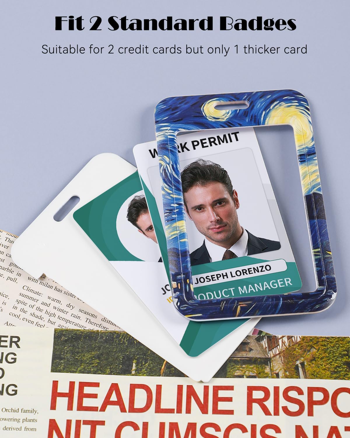 Uniclife Porta Tarjetas Identificativas La Noche estrellada Portatarjetas de Plástico Retráctil Mosquetón Cordón Desmontable Protector Vertical Tarjetas Empleados Oficina Enfermera Estudiante
