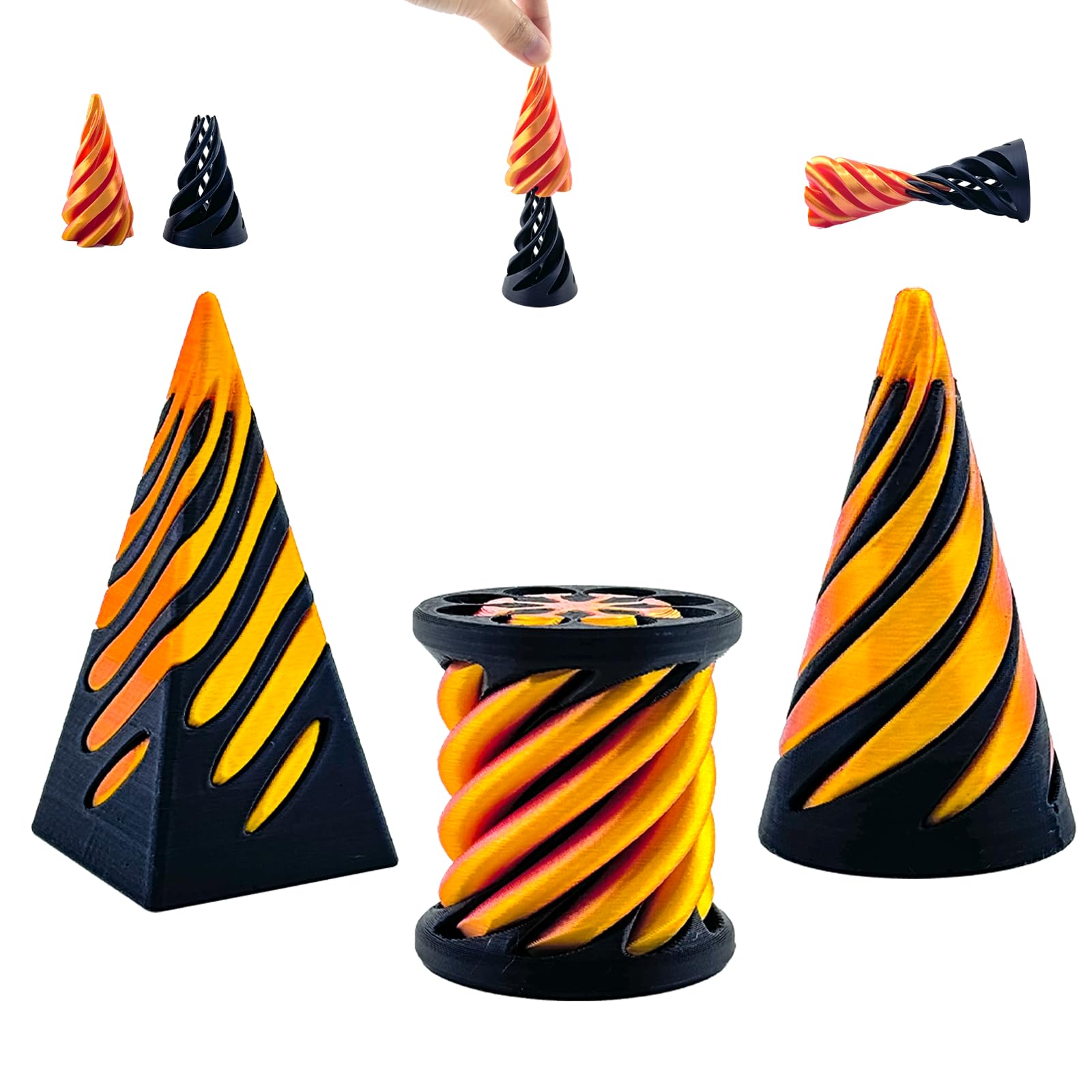 3 Packs Impossible Cone,Spiral Cone Fidget Toy,Impossible Cones passthrough Impossible Pyramid for Relaxing,Spiral Fidget Toy passthrough Impossible Cone,Birthday for Adults & Kids