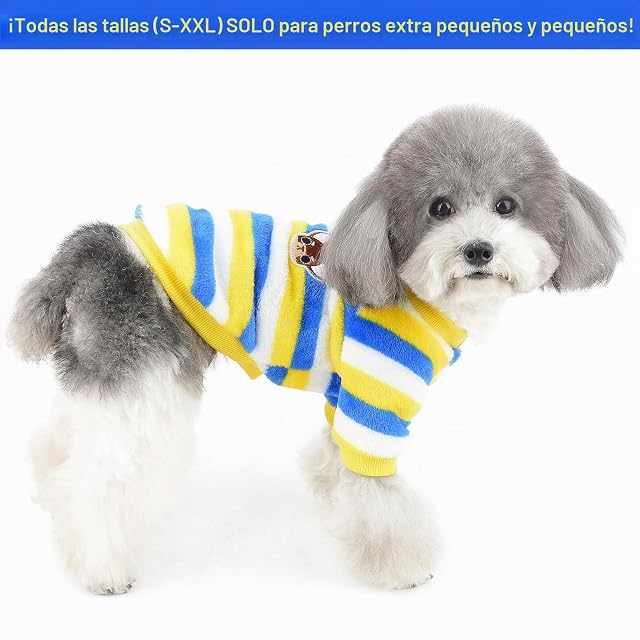 Foto 2 de 8 de ZUNEA Jerséis Invierno para Perro Pequeño Forro Polar Invierno Abrigos Chaquetas para Cachorros a Rayas…