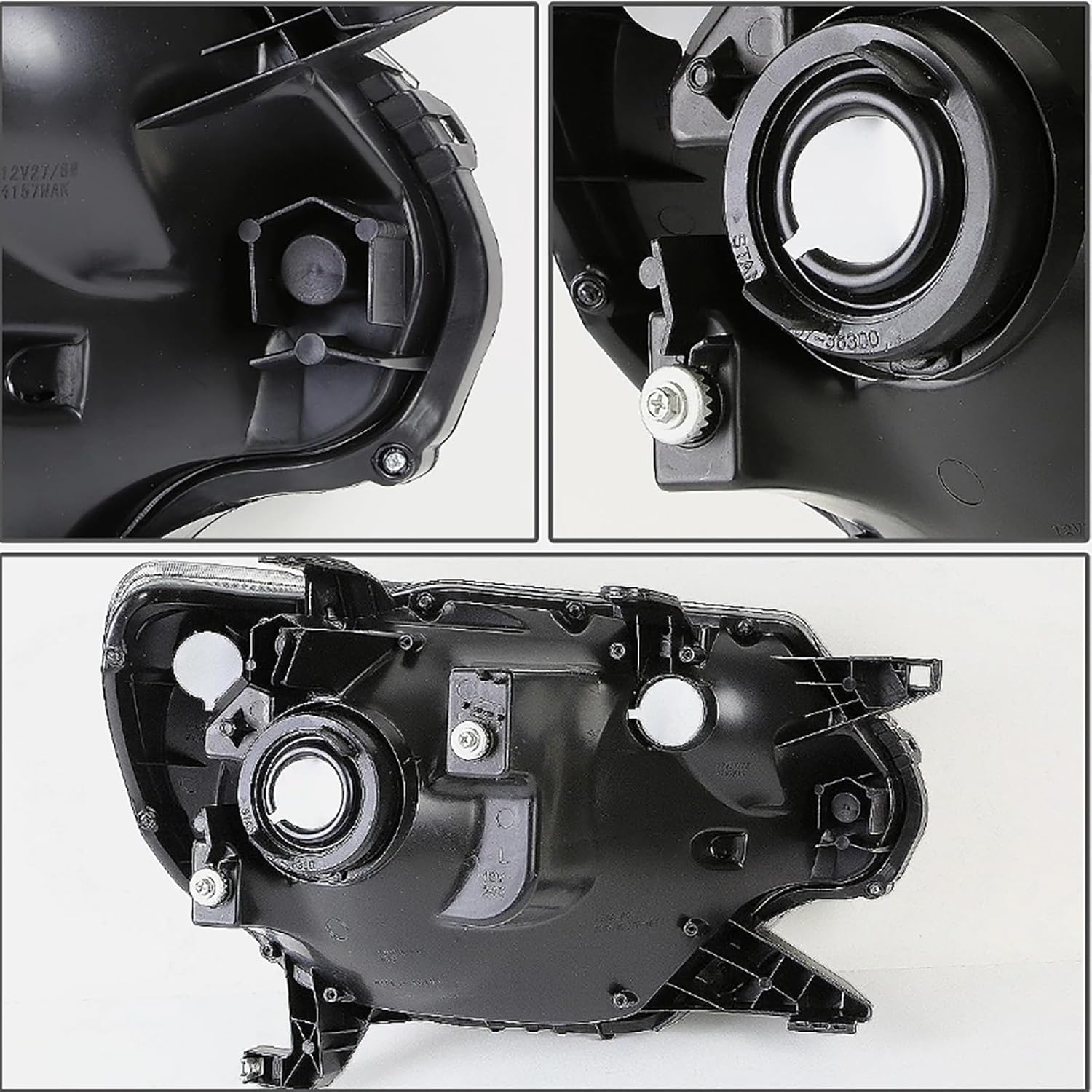 Chrome Headlights Assembly Fit For 2012 2013 2014 2015 Toyota Tacoma Black Housing Clear Reflector Halogen headlamp Replacement Driver Passenger Side