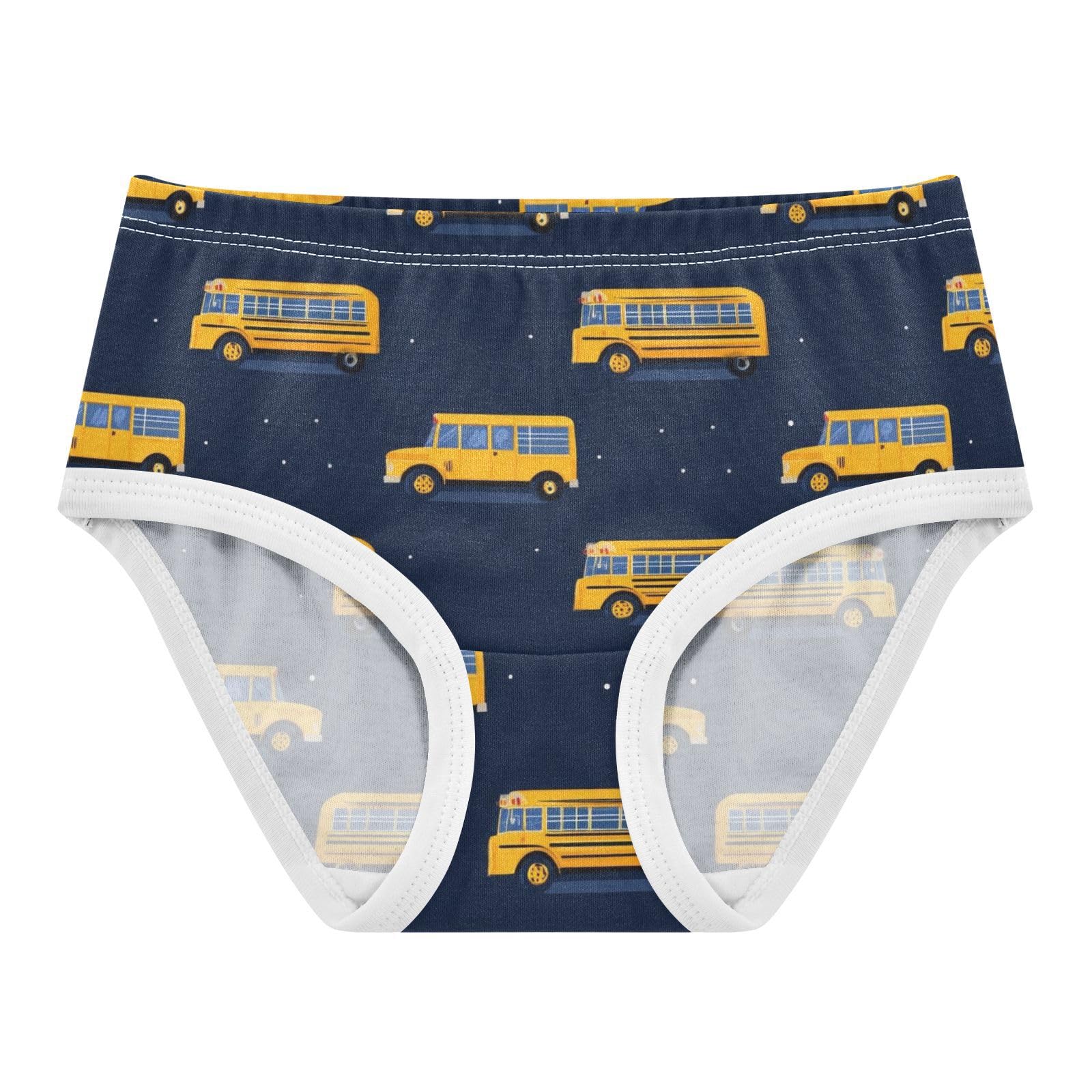 Wusikd School Bus Navy Blue Girls Underwear Cotton Girls Briefs Soft Toddler Underwear 2T