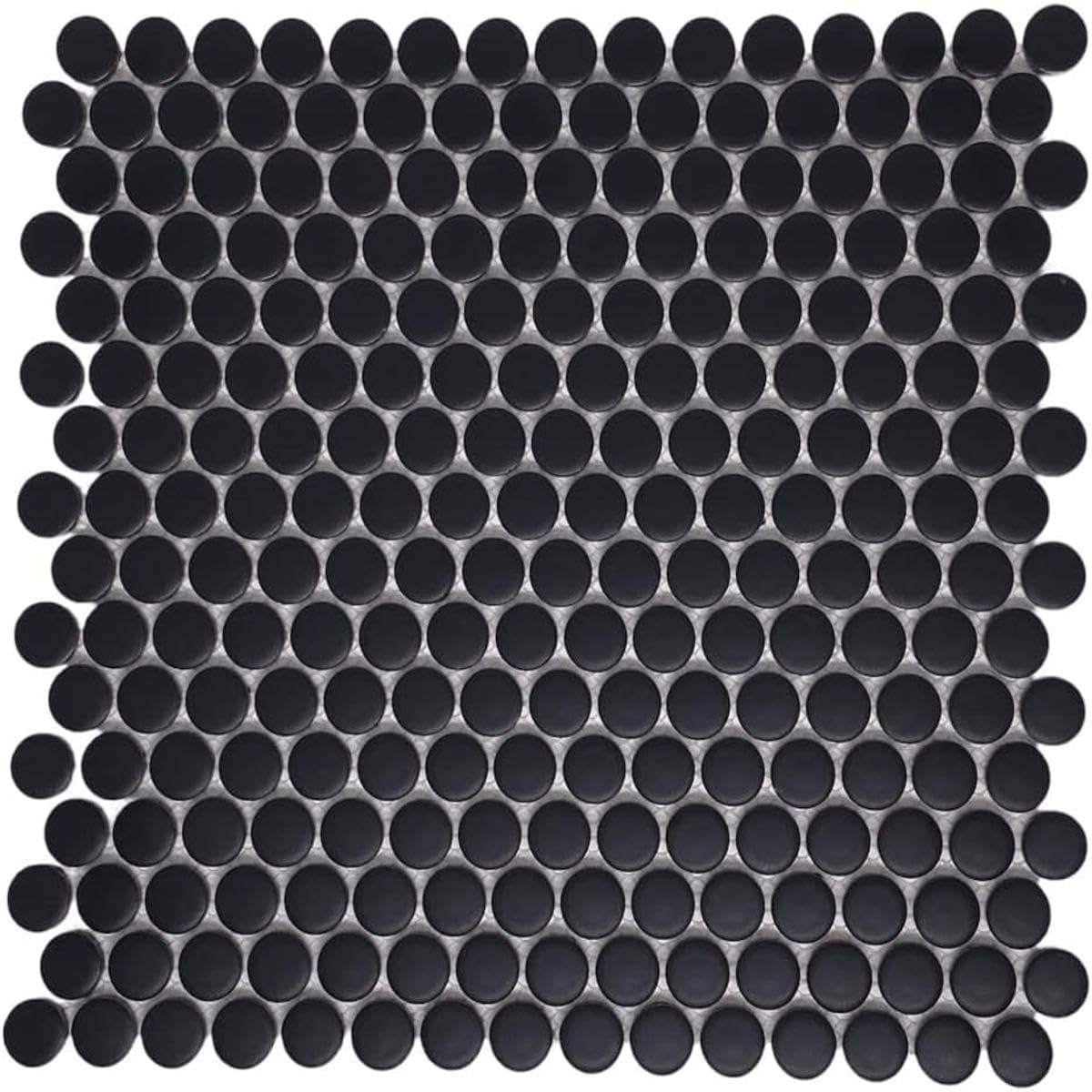 Tenedos Penny Round Black Matte Porcelain Mosaic Tile for Bathroom, Shower, Kitchen Backsplash, Pool, Accent Wall (Box of 10 Sheets)