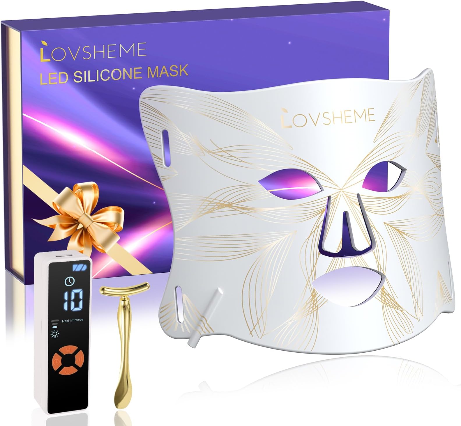 Red Light Therapy for Face, LED Face Mask Light Therapy, Red Light Therapy Mask for Acne, Wrinkles and Skin Rejuvenation, 320 LEDS, 3 Modes, 10-Min Auto Off, Eye Protection Included