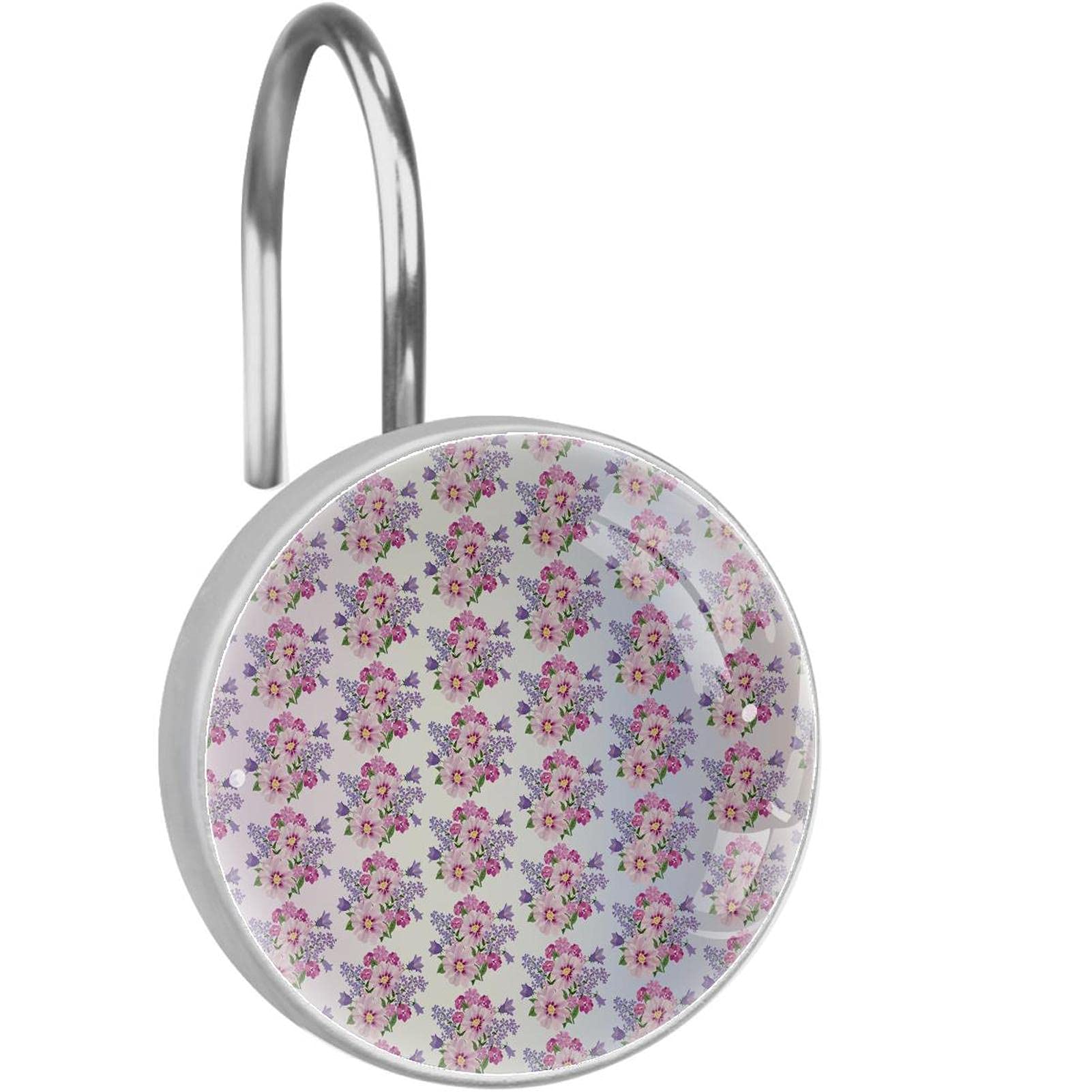 Crochets de rideau de douche pour une salle de bain ambiance violette et romantique