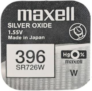 One (1) X Maxell 396 SR726W Silver Oxide Watch Battery 1.55v Blister Packed
