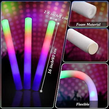 Maitys 72 Pcs Foam Stick Light up Glasses, Glow in the Dark Party Supplies