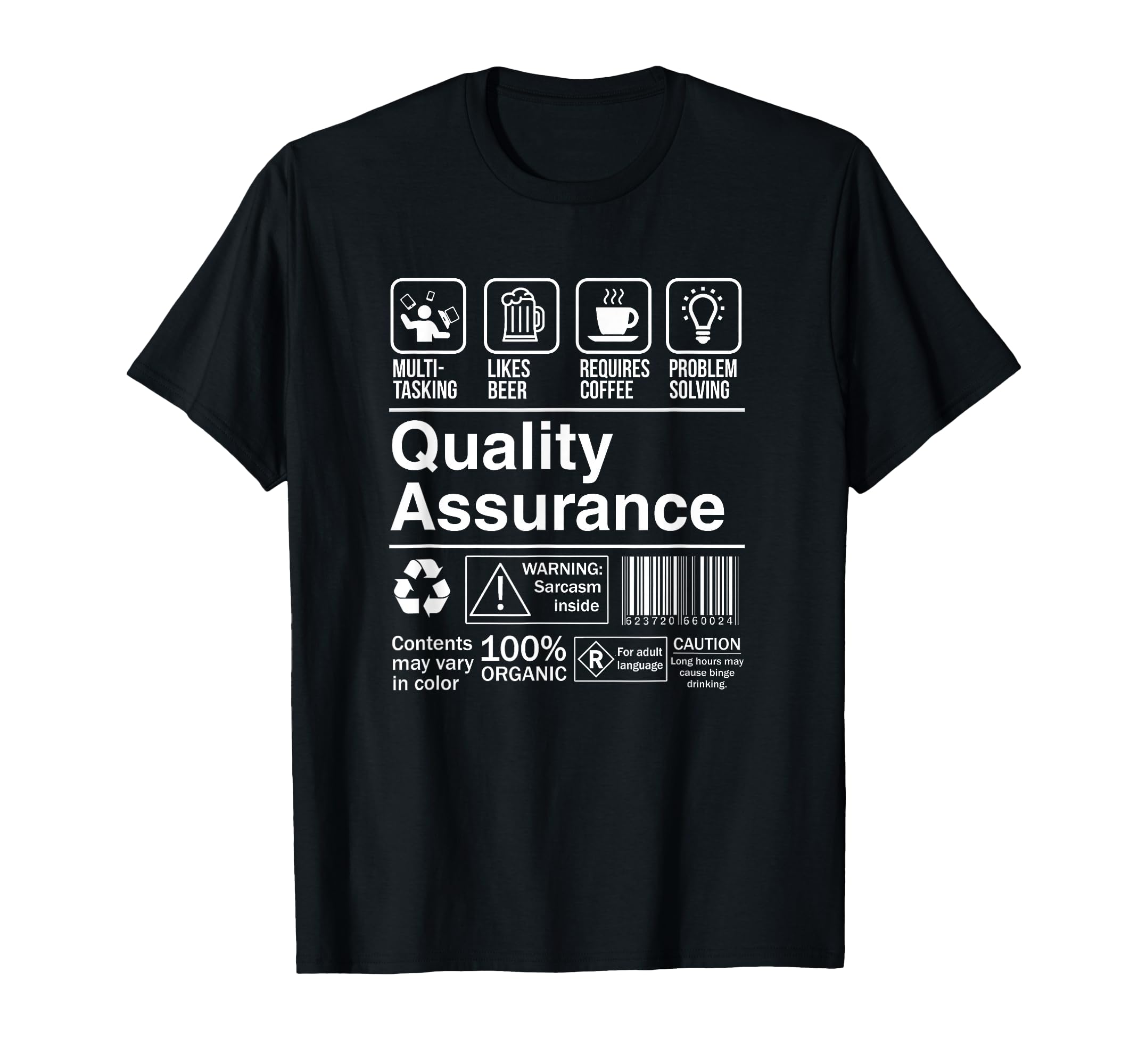 Quality Assurance Gift Idea Unisex-Adults Black T-Shirt