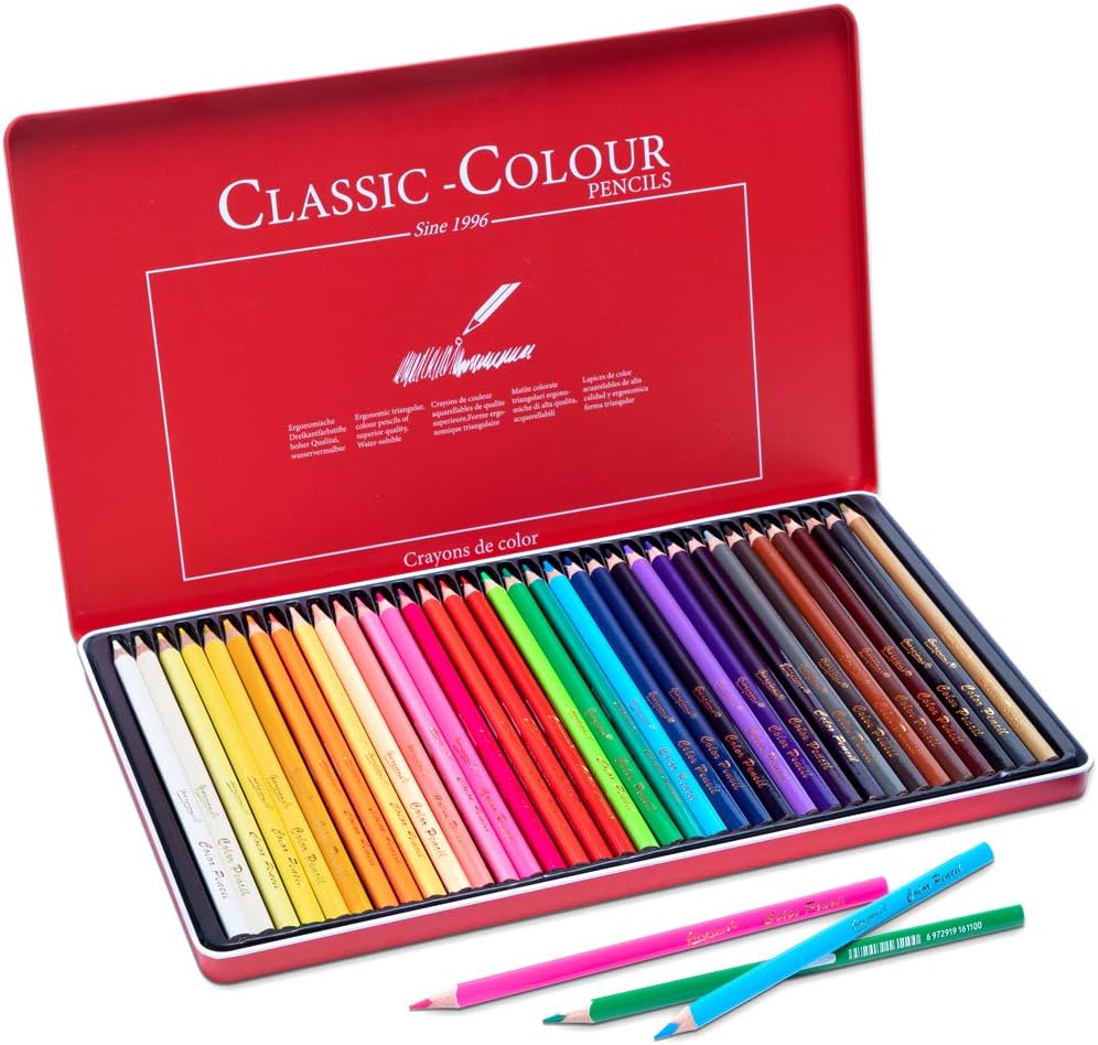 AenArt Colored Pencils, Set of 36 Colors, Oil Based Classic Colored