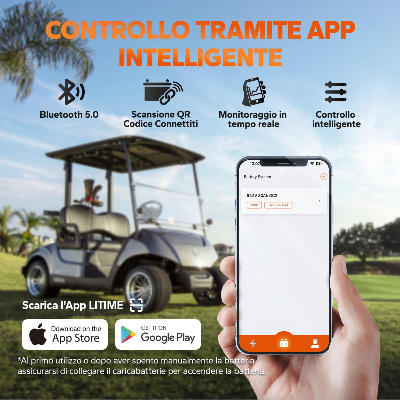 Batteria LiTime 51.2V 30Ah LiFePO4, max. 15000 cicli di potenza in uscita, BMS integrato da 100A e celle di classe A, durata di 10 anni Perfetta per l'energia solare, il campeggio e i camper