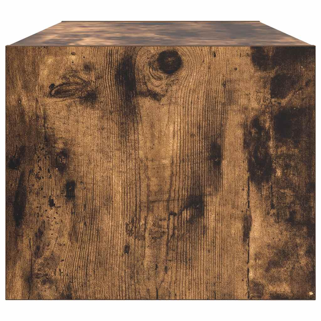 Szafka pod telewizor dąb wędzony z materiału drewnopochodnego 80 x 31 x 25,5 cm, 2 szuflady, montaż na ścianie, miejsce do przechowywania do salonu, sypialni, kina domowego z półką
