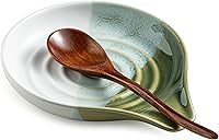 Vista 9 de Soporte para cucharas, soporte de cuchara de cerámica para encimera de cocina, cocina de granja, soporte grande para utensilios para cucharas, Azul