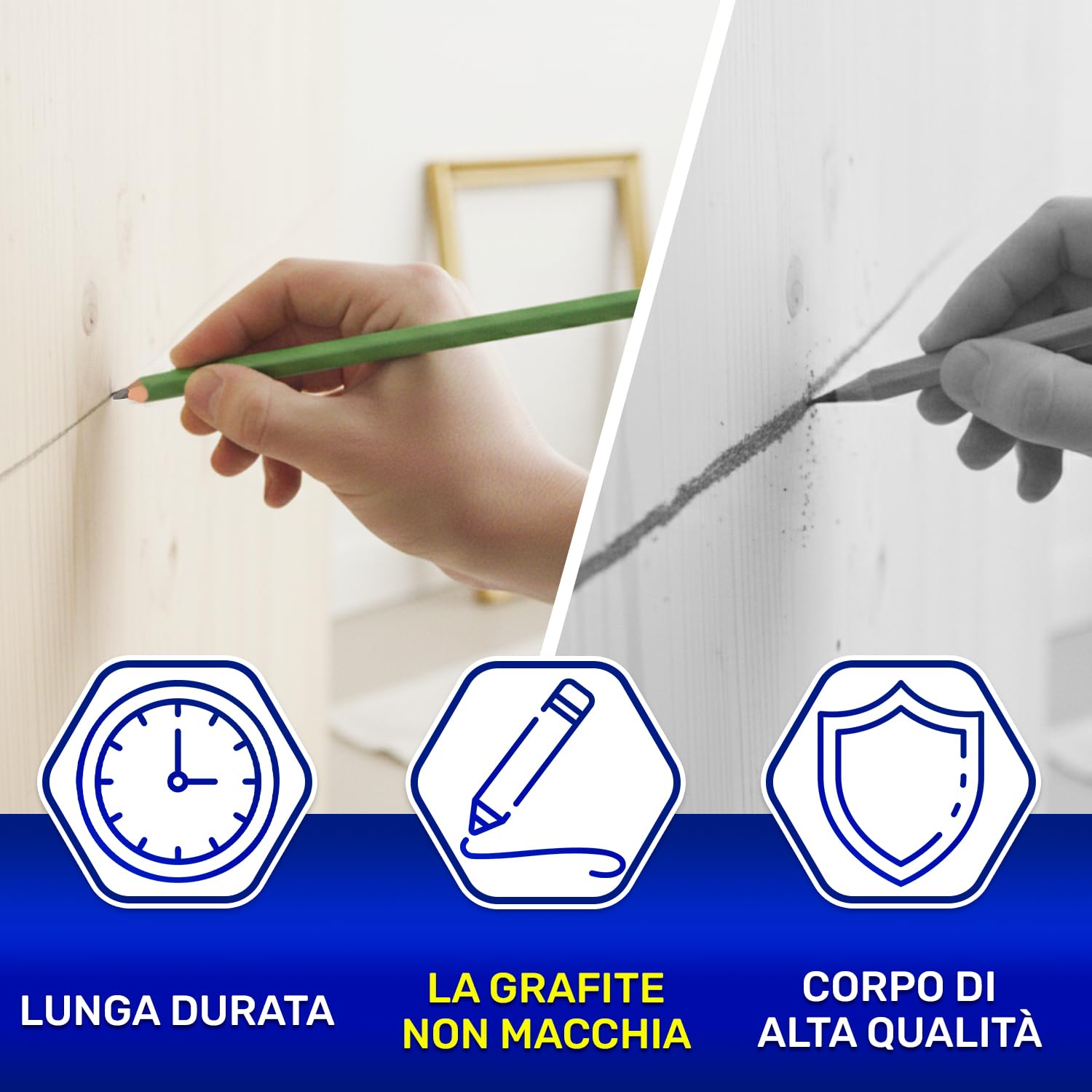 MONTERAL 12 Pezzi Matita da Cantiere da 250 mm con Grafite 4H - Matita Muratore Hanno Fusto di Colore Verde - Adatto per Superfici in Calcestruzzo e Mattoni