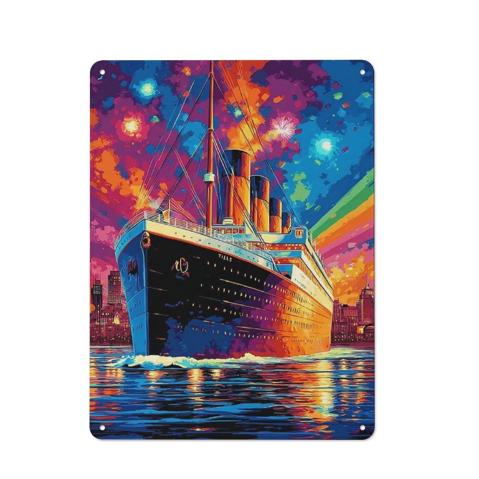 Junmoney Titanic A Colorful Voyage Vintage Metal Plaque 40X30cm For Café Or Restaurant, A Decorative Gift For A Newly Furnished Café And Restaurant