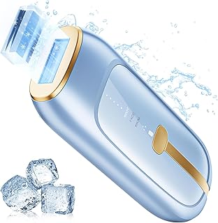 Painless Sapphire Ice Cooling IPL Laser Hair Removal Device at Home for Women & Men, 1,000,000+ Unlimited Flashes, Safe and Permanent, Alternative to Salon Hair Removal for Face, Body, Bikini(Blue)
